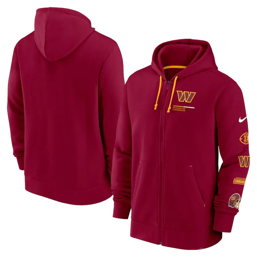 Men Washington Commanders nike burgundy surrey full zip hoodie->washington commanders->NFL Jersey